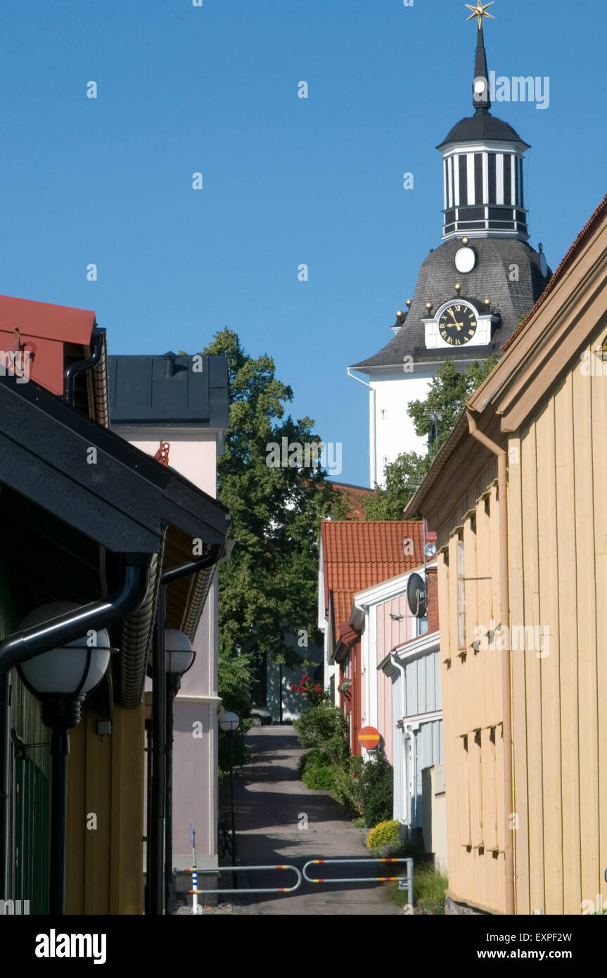 Västervik alte Stadt Gamla Schweden Schwedische Städte Gebäude traditionelle Straße Straßen Szene Sommerzeit gefärbt Farbe Farben colo Stockfoto