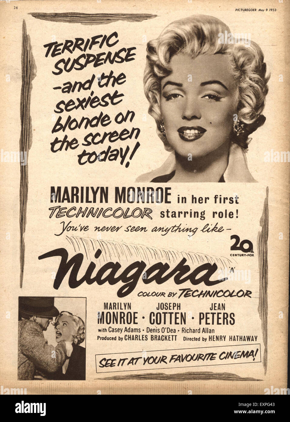 1950er Jahre UK Niagara Filmposter Stockfoto