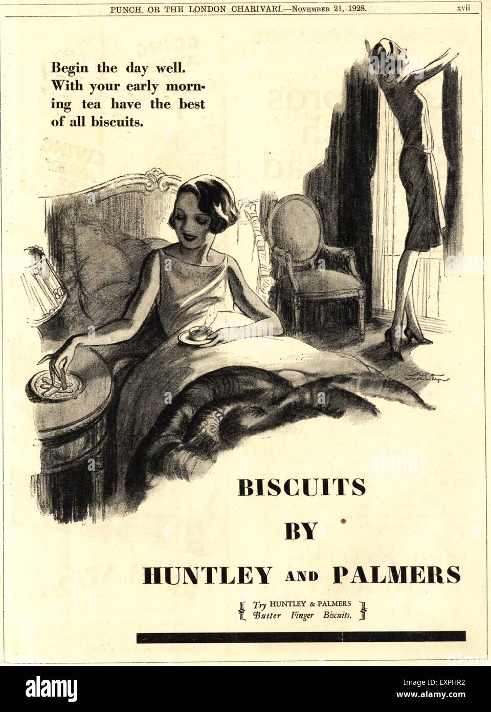 1920er Jahre UK Huntley und Palmers Magazin Anzeige Stockfoto