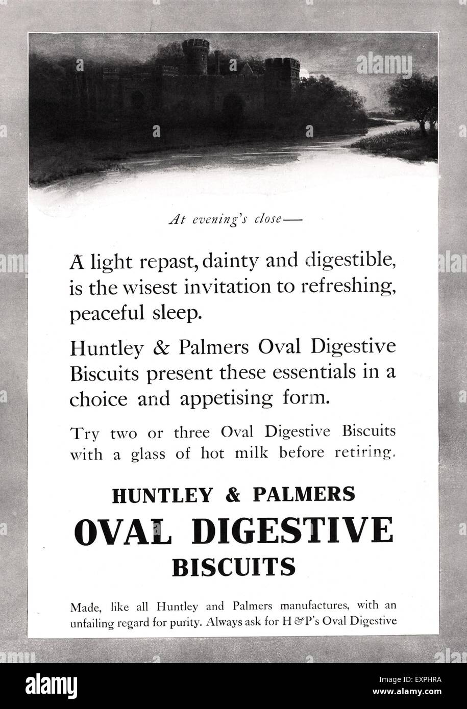 1910er Jahre UK Huntley und Palmers Magazin Anzeige Stockfoto