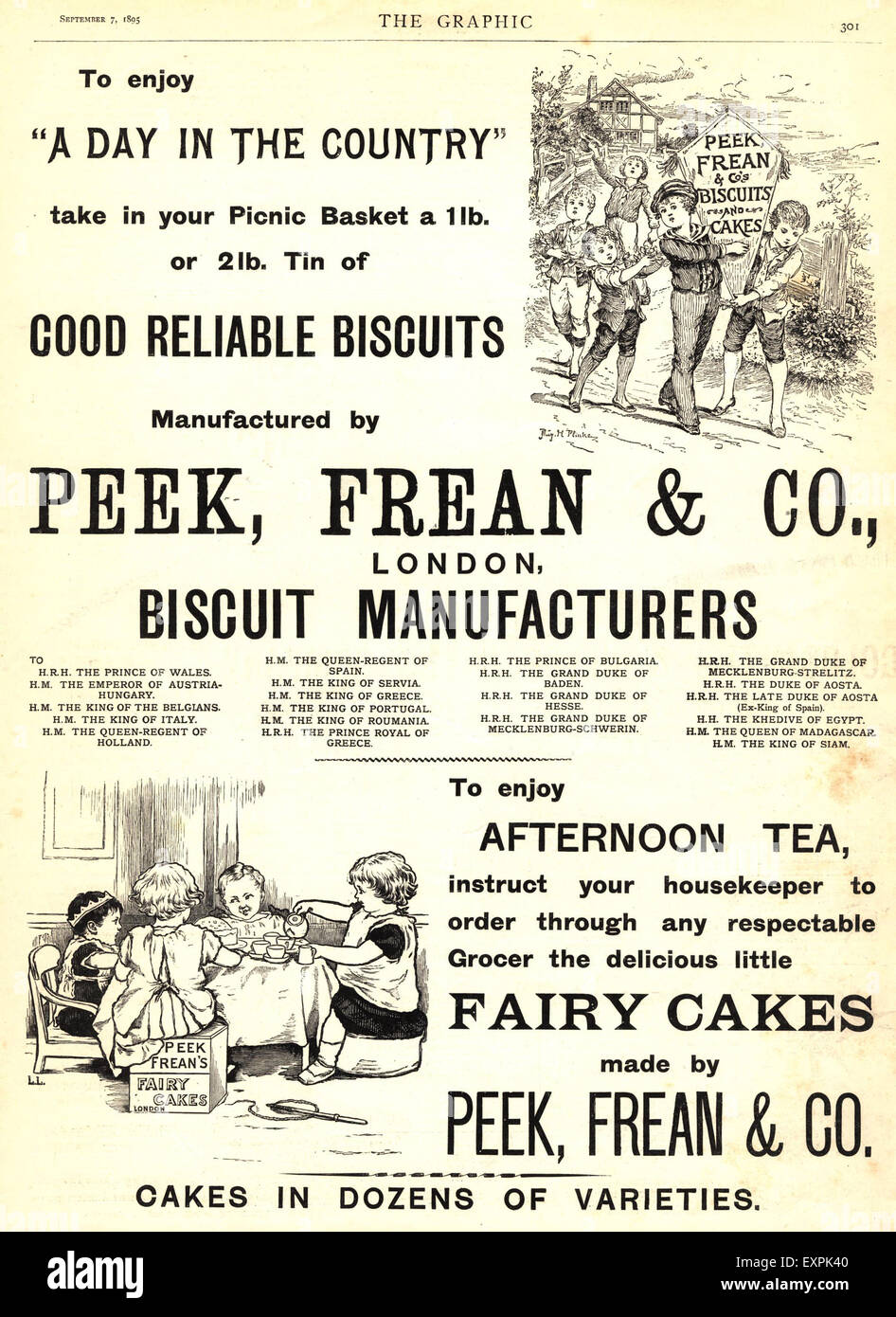 1890er Jahren UK Peek, Frean und Co Magazin Anzeige Stockfoto