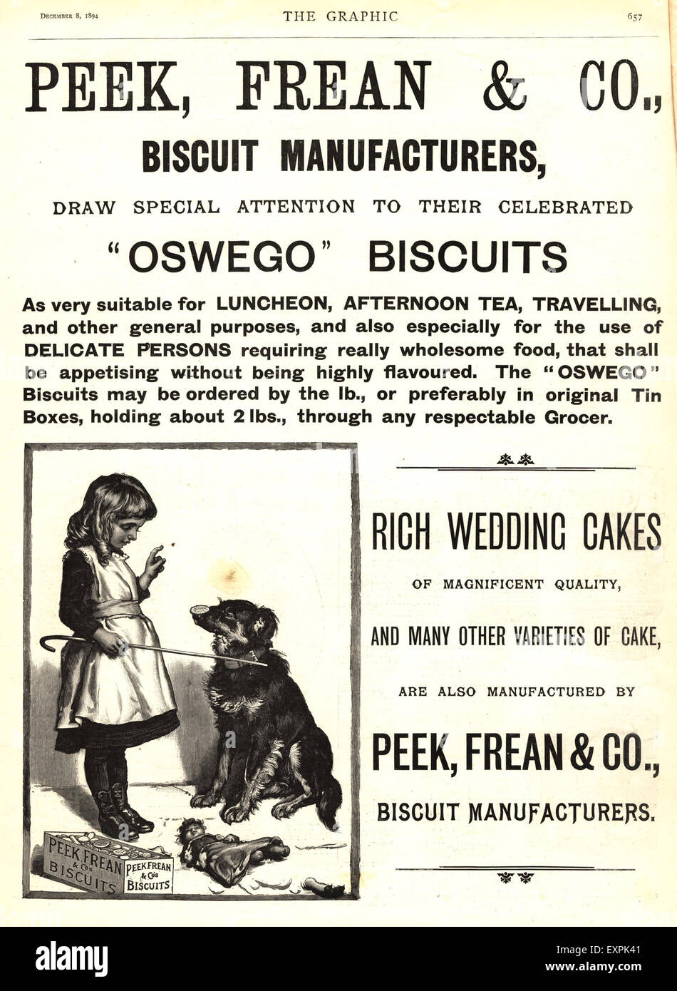 1890er Jahren UK Peek, Frean und Co Magazin Anzeige Stockfoto