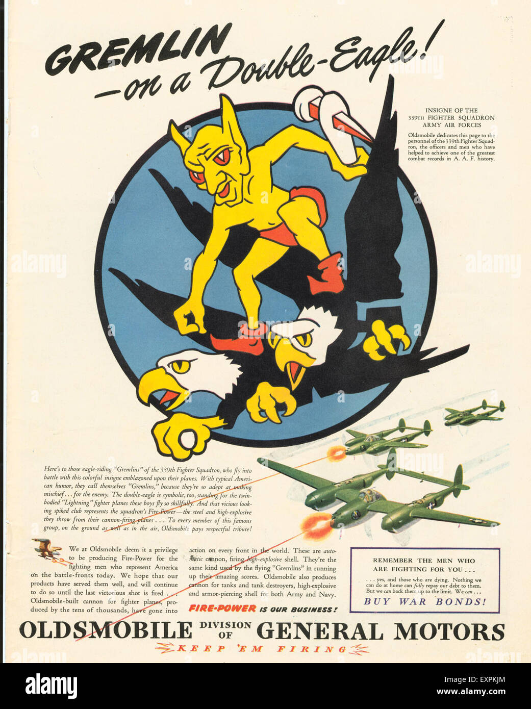 1940er Jahren USA Krieg Flugzeuge Magazin Anzeige Stockfoto