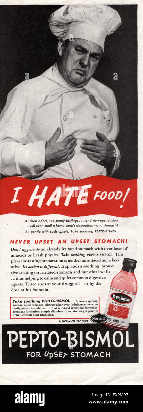 1940er Jahren USA Pepto-Bismol Magazin Anzeige Stockfoto