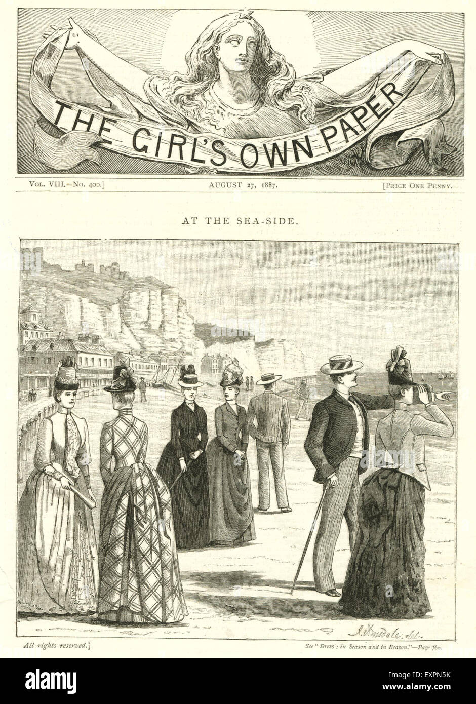 1880 s UK Mädchen eigene Comic / Cartoon-Platte Stockfoto
