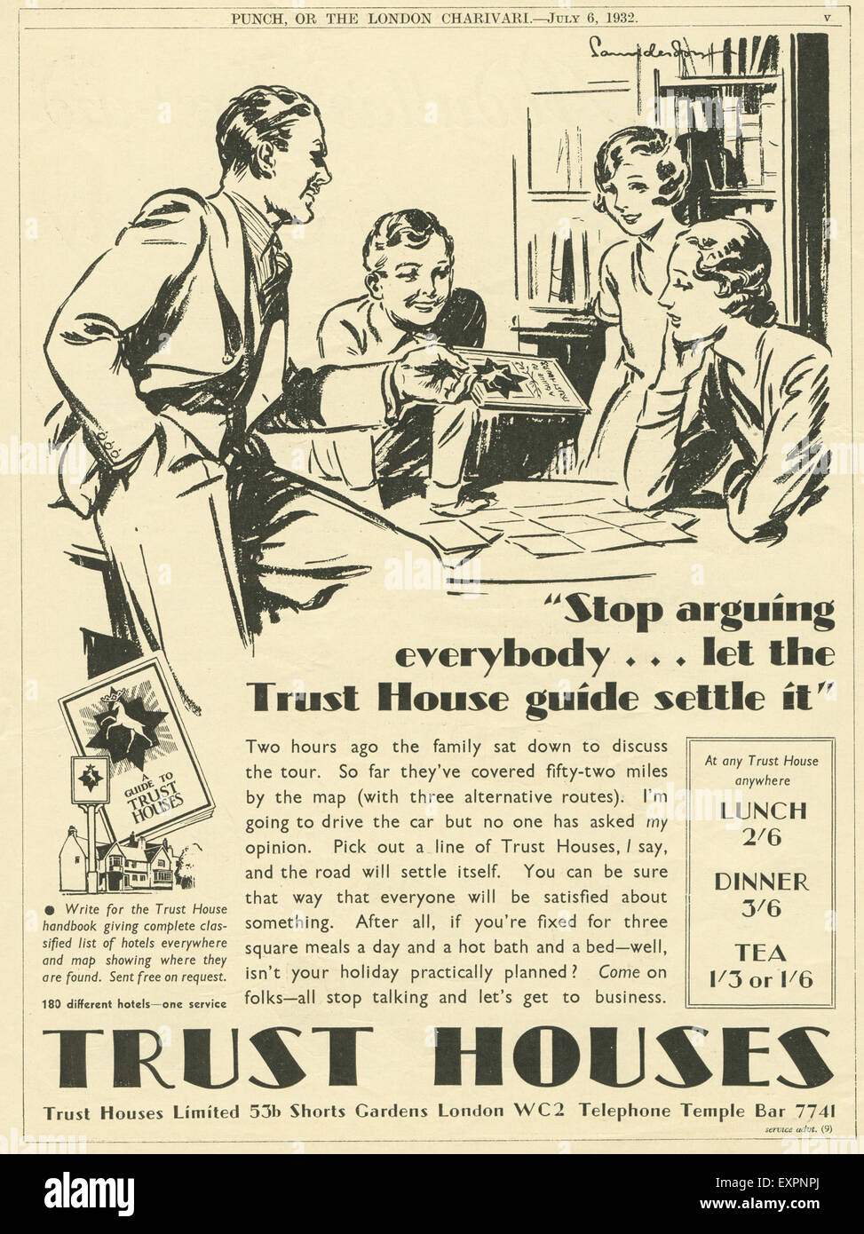 1930er Jahre Haus Forte Urlaub Magazin Anzeige-Trusts in Großbritannien Stockfoto