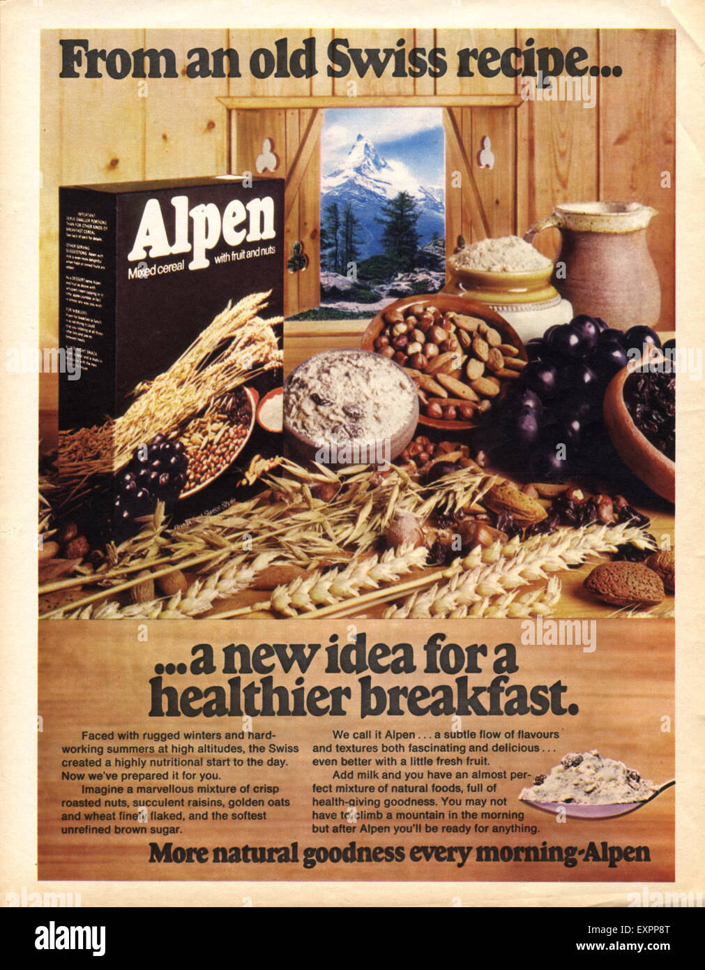 1970er Jahre UK Alpen Magazin Anzeige Stockfoto