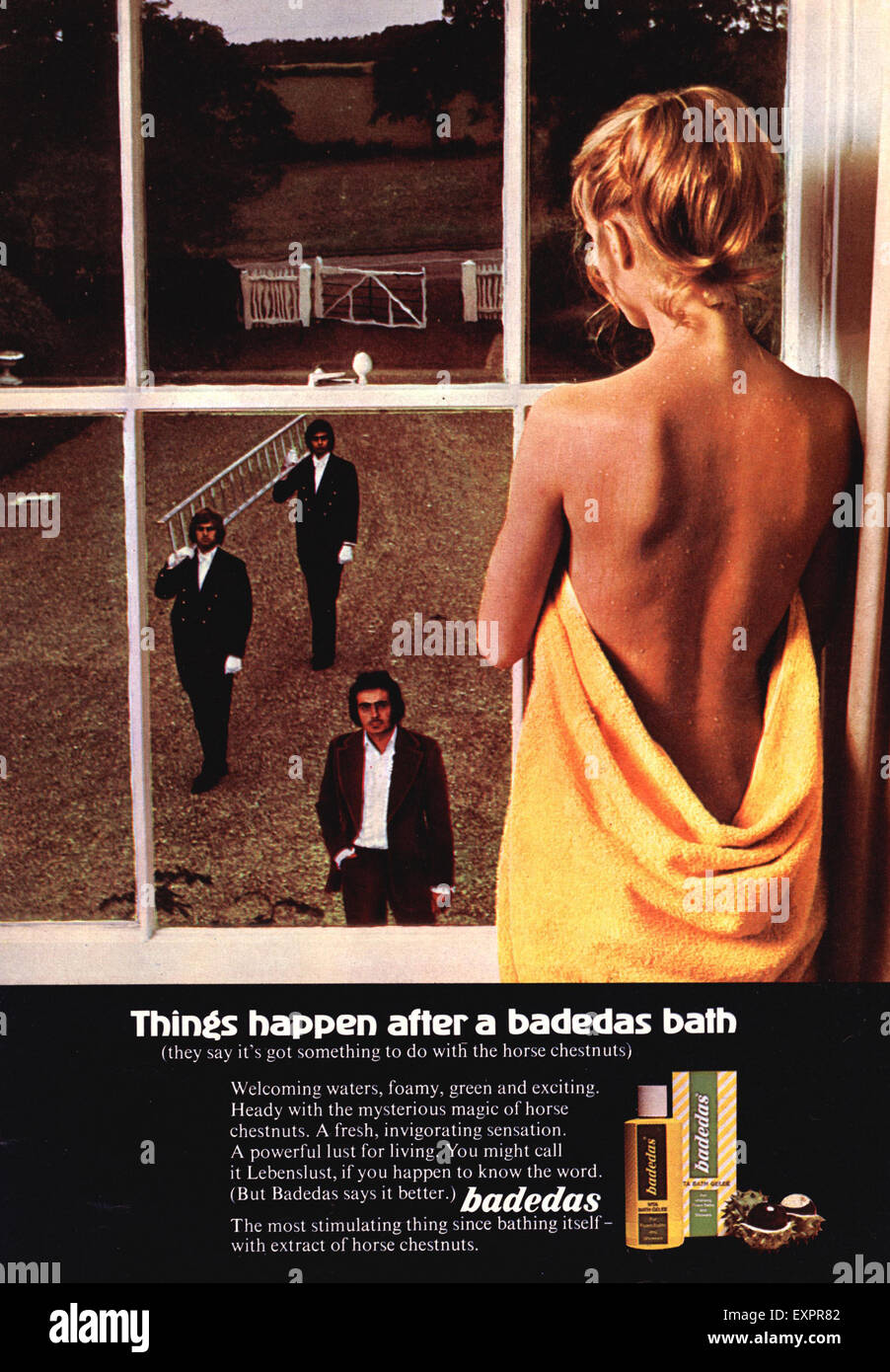 1970er Jahre UK Badedas Magazin Anzeige Stockfoto