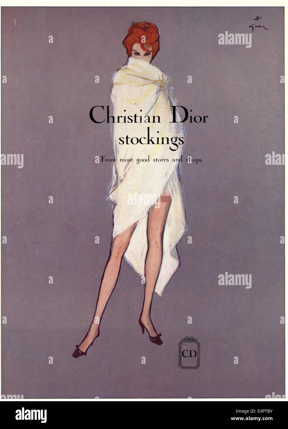1960er Jahre UK Christian Dior Magazin Anzeige Stockfoto