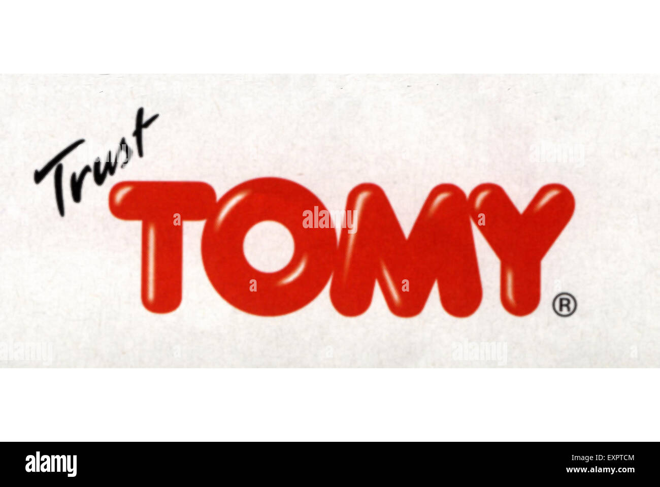 1970er Jahre UK Tomy Logo Stockfoto
