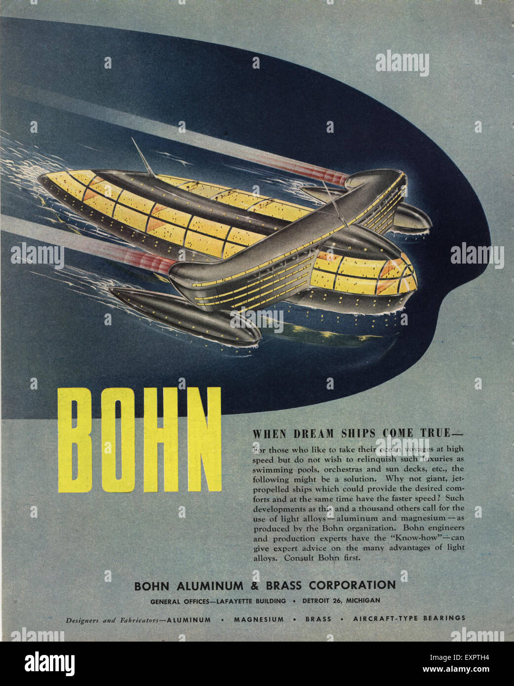 1940er Jahren USA Bohn Aluminium Corporation Magazin Anzeige Stockfoto