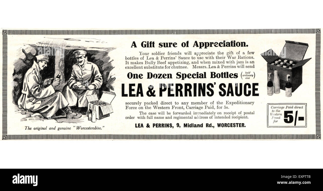 1910er Jahre UK Lea und Perrins Sauce Magazin Anzeige Stockfoto