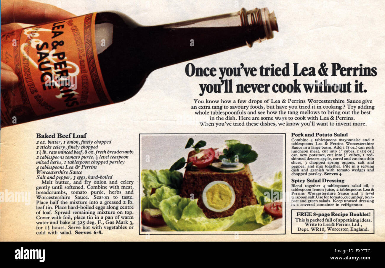 1970er Jahre UK Lea und Perrins Sauce Magazin Anzeige Stockfoto