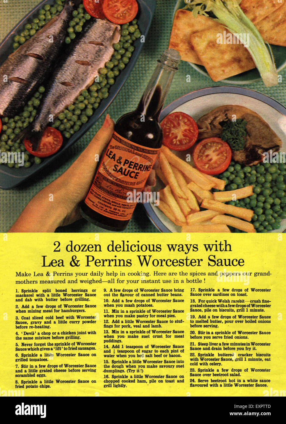 1960er Jahre UK Lea und Perrins Sauce Magazin Anzeige Stockfoto