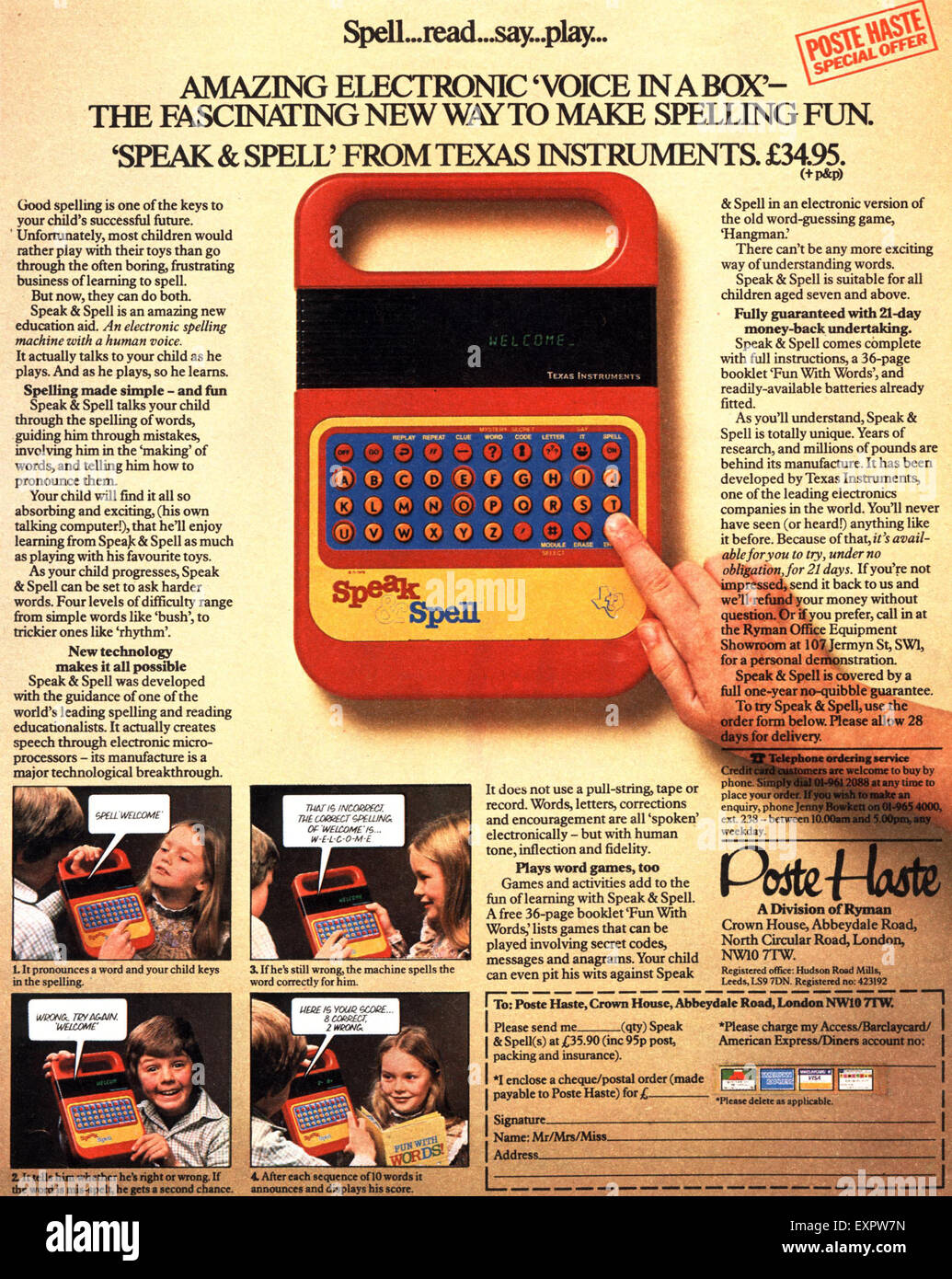 1970er Jahre Texas Instruments Magazin Anzeige Stockfoto