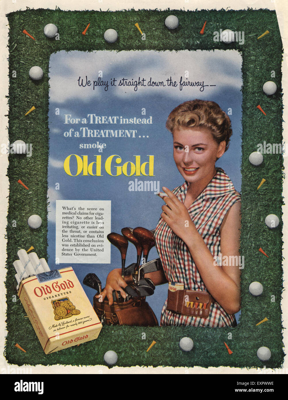 1950er Jahren USA Altgold Magazin Anzeige Stockfoto