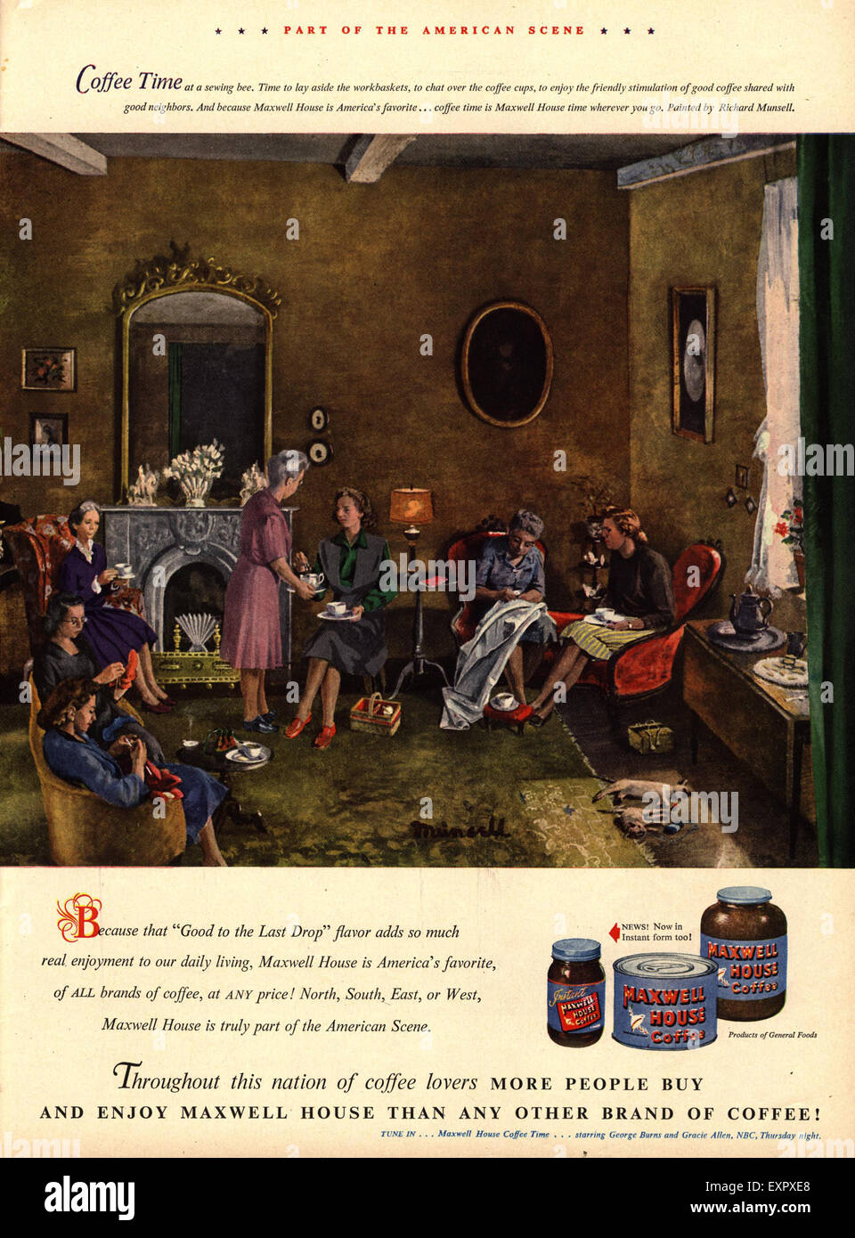 1940er Jahren USA Maxwell House Magazin Anzeige Stockfoto