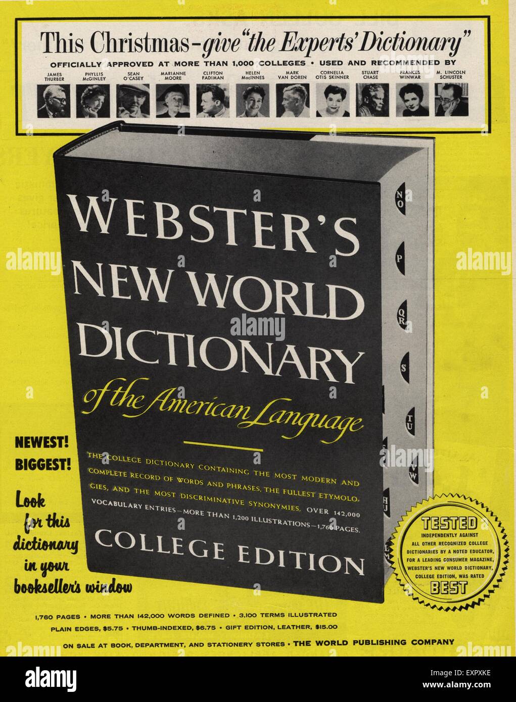 1940er Jahren USA Wörterbuch Magazin Anzeige Stockfoto