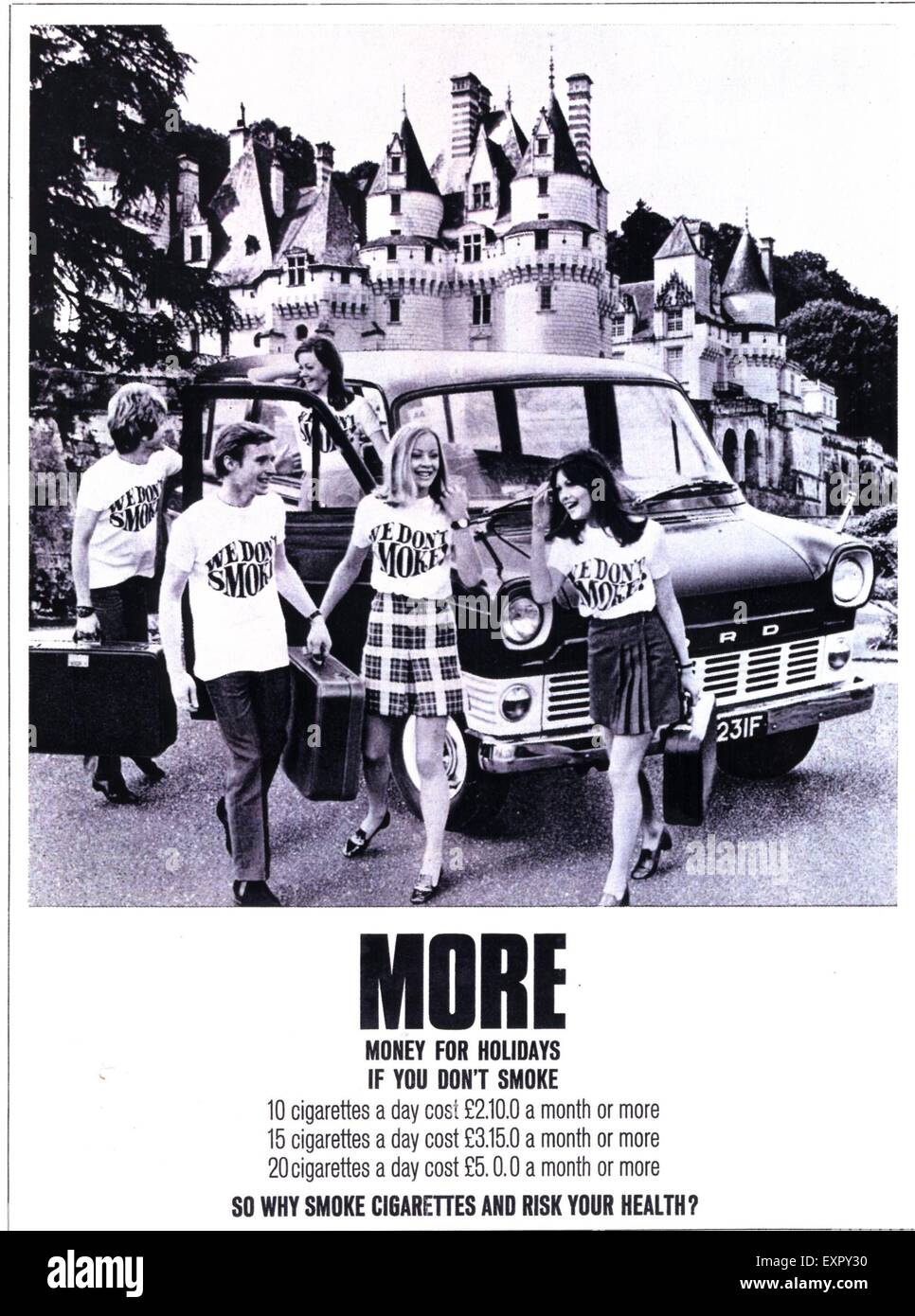 1960er Jahre UK Anti-Raucher Magazin Anzeige Stockfoto