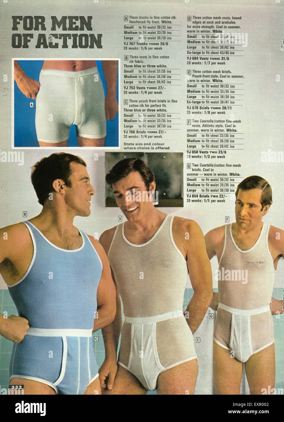 1960er Jahre britische Männer Unterwäsche Katalog / Broschüre Platte