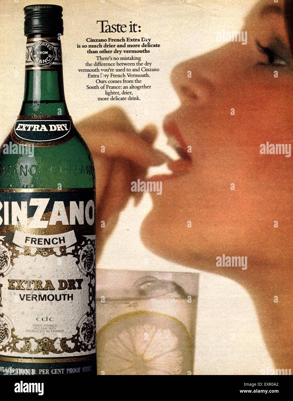 1970er Jahre UK Cinzano Magazin Anzeige Stockfoto
