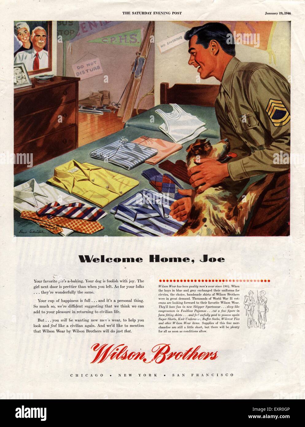 1940er Jahren USA Wilson Brüder Magazin Anzeige Stockfoto