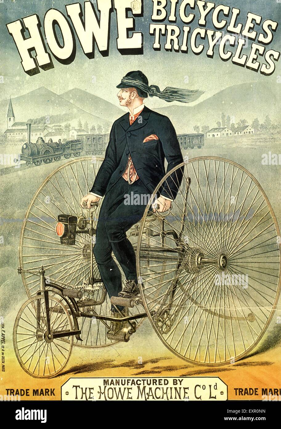 1860er Jahren Fahrräder UK Howe Poster Stockfoto