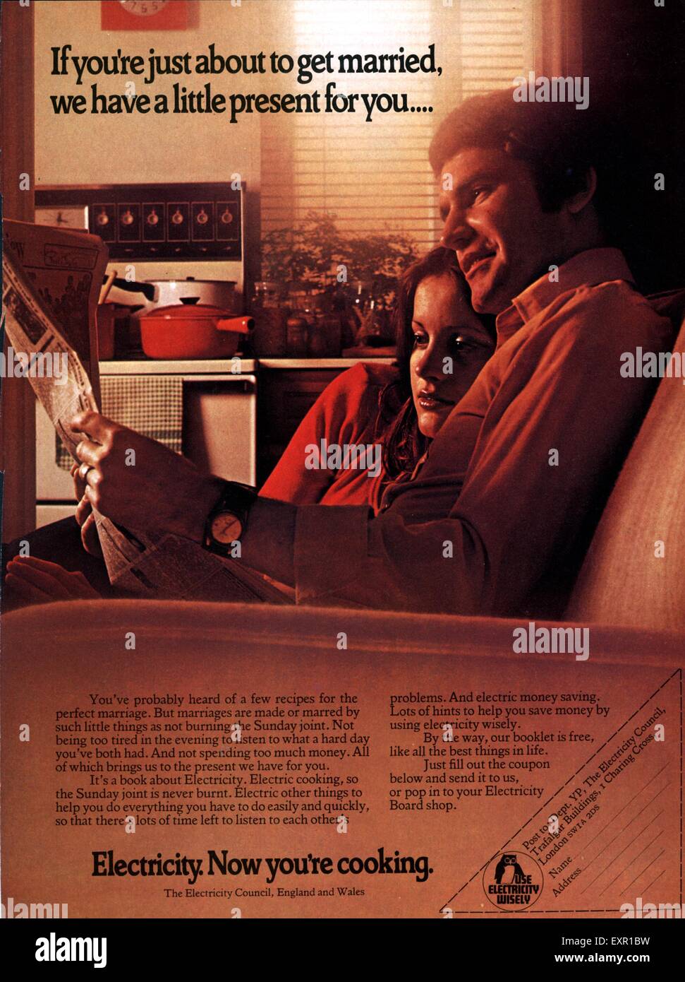 1970er Jahre UK Strom Magazin Anzeige Stockfoto