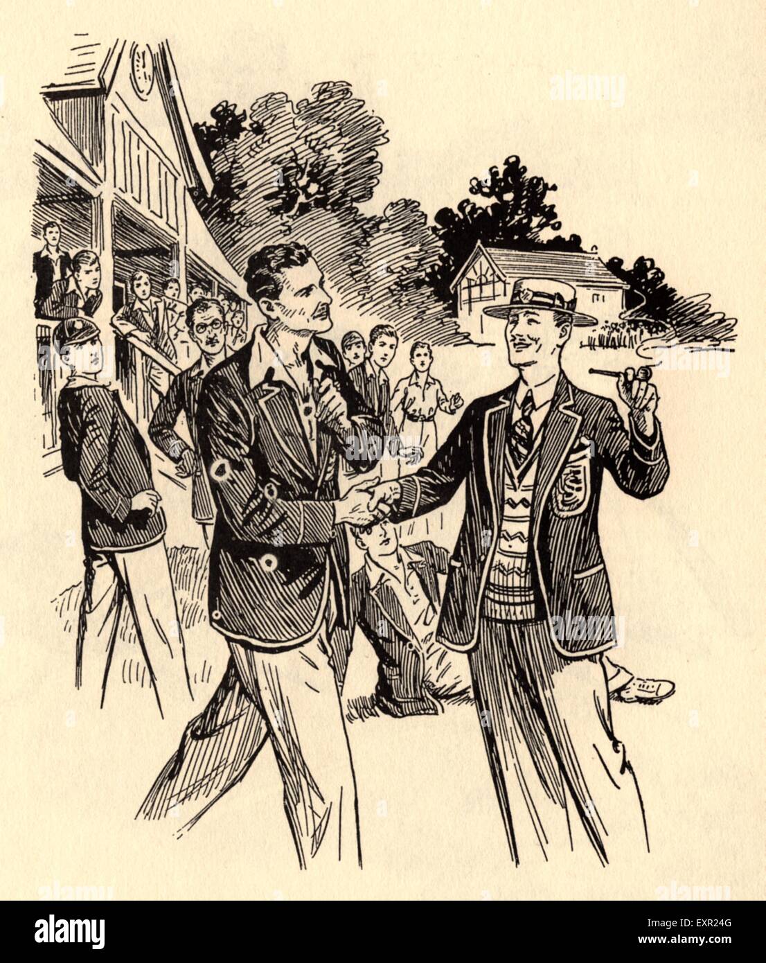 1930er Jahre UK Schuljungen buchen Platte Stockfoto