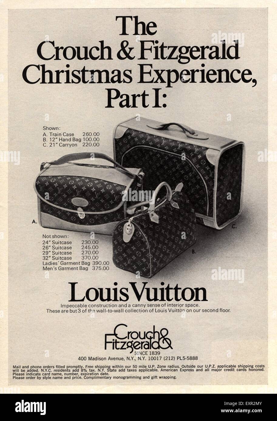 1960er Jahren USA Louis Vuitton Magazin Anzeige Stockfoto