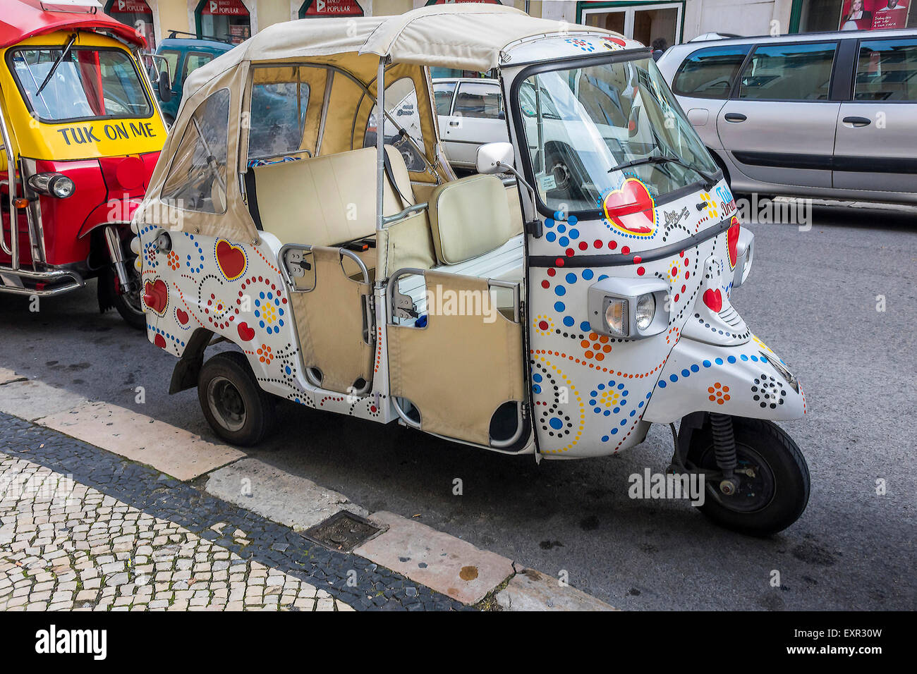 Tuk Tuk Taxi Lissabon Portugal Stockfoto