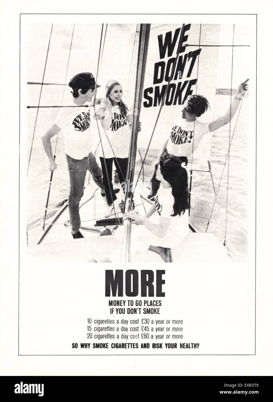 1960er Jahre UK Anti-Raucher Magazin Anzeige Stockfoto
