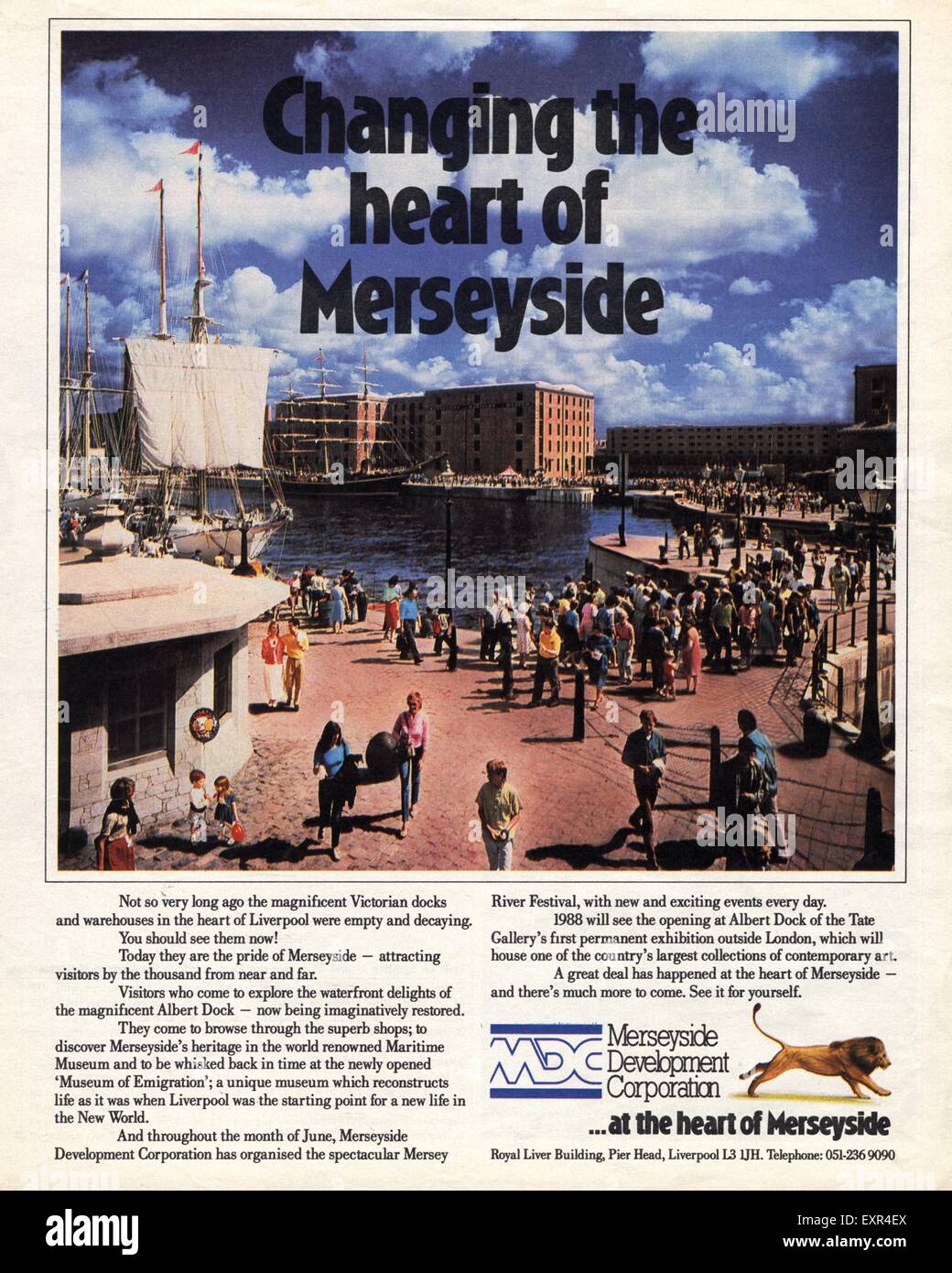 1980er Jahre UK Merseyside Magazin Anzeige Stockfoto