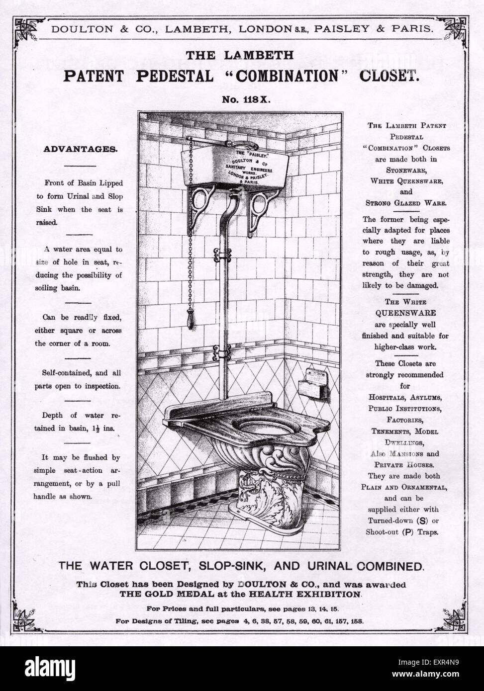 1900 s UK Doultons Magazin Anzeige Stockfoto