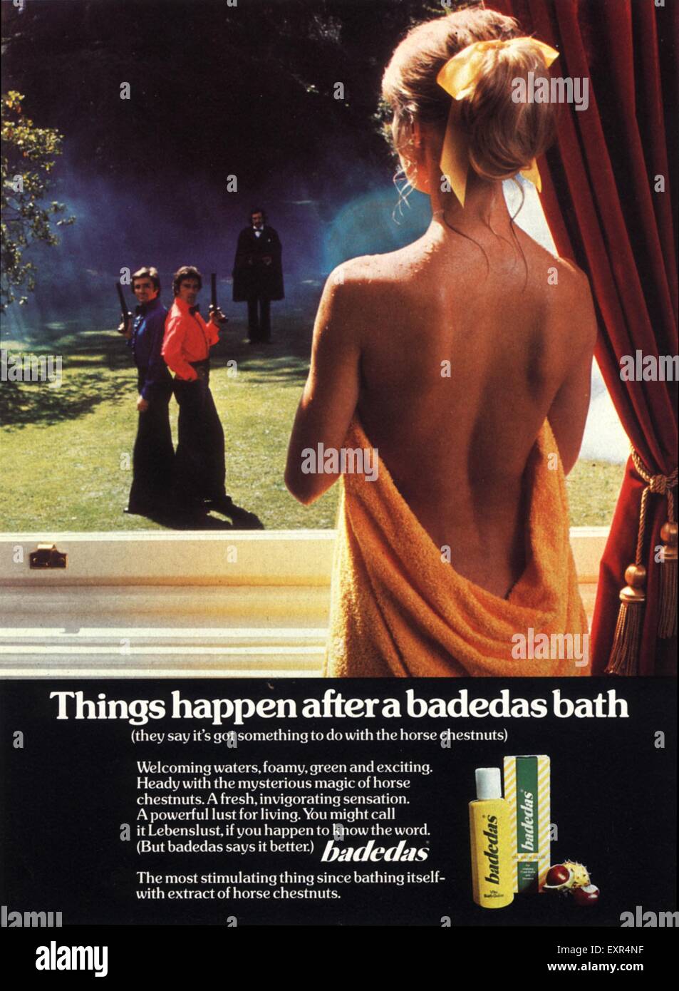 1970er Jahre UK Badedas Magazin Anzeige Stockfoto