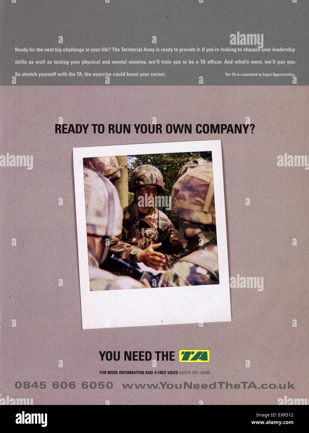 2000er Jahre UK territoriale Armee Magazin Anzeige Stockfoto