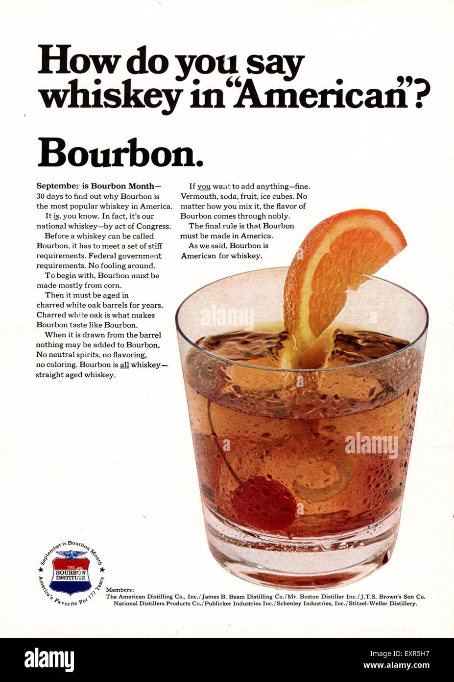 1970er Jahren USA Bourbon Magazin Anzeige Stockfoto