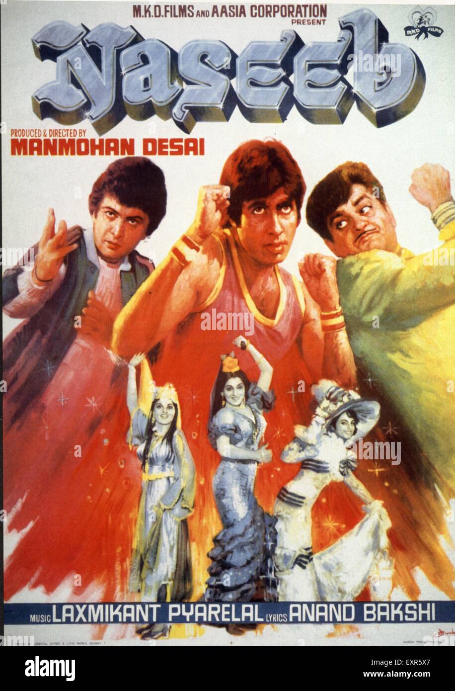 1980er Jahren Indien Naseeb Filmplakat Stockfoto