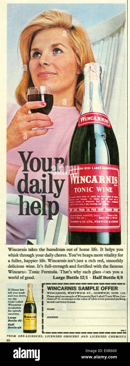 1970er Jahre UK Wincarnis Magazin Anzeige Stockfoto