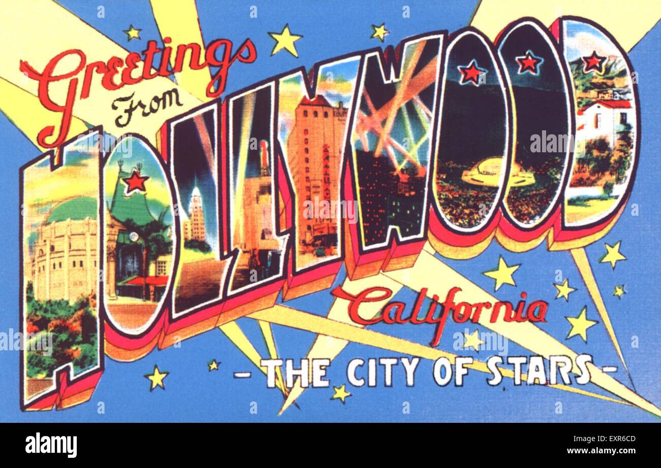 1950er Jahren USA Hollywood Postkarte Stockfoto