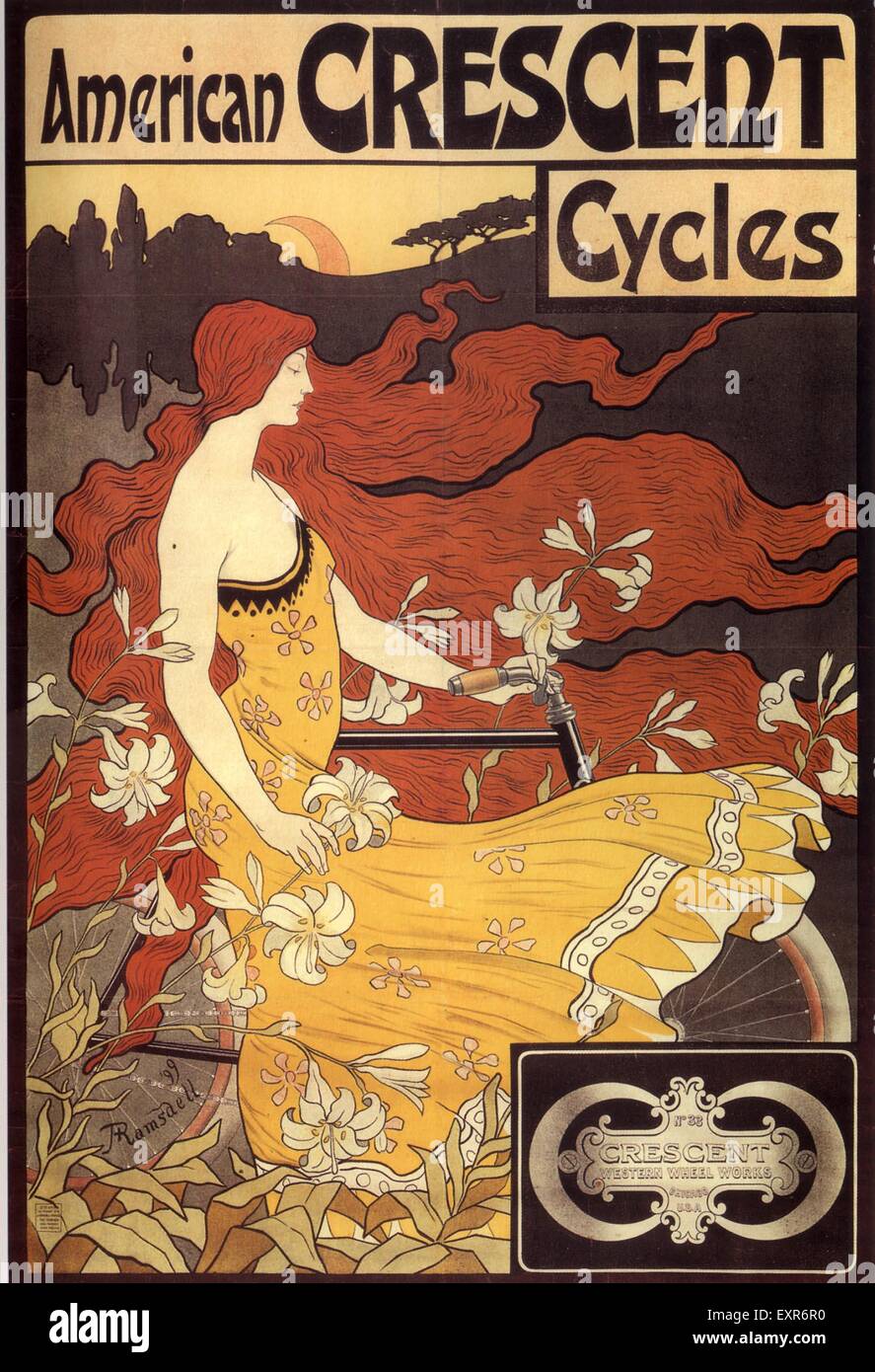 1890er Jahren USA Amerika 3D Fahrrad Poster Stockfoto