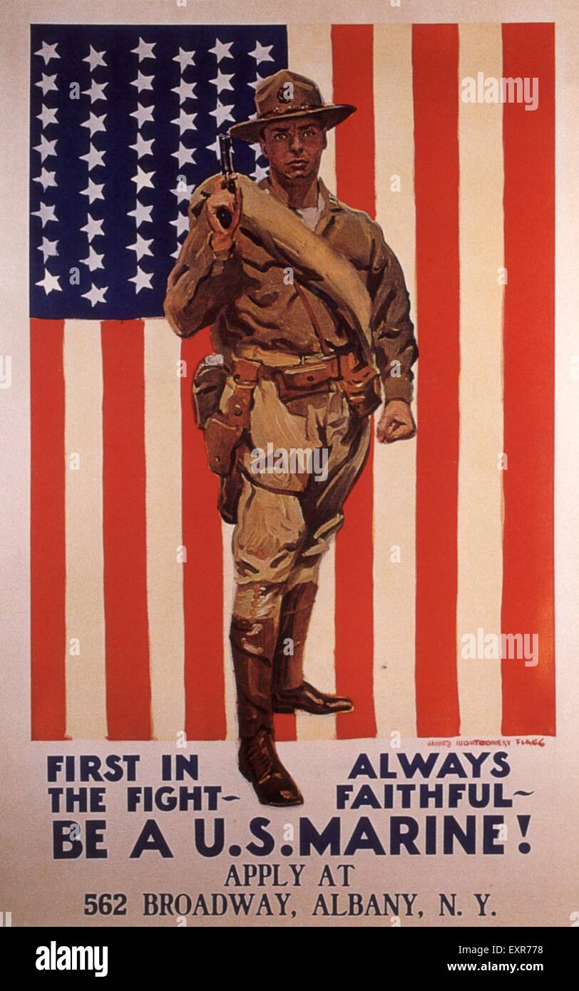 1910er Jahre USA WW1 Marines Poster Stockfoto