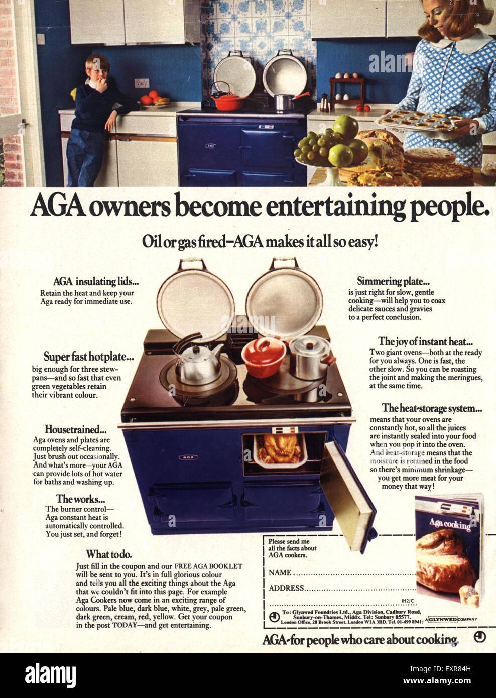 1970er Jahre UK Aga Magazin Anzeige Stockfoto