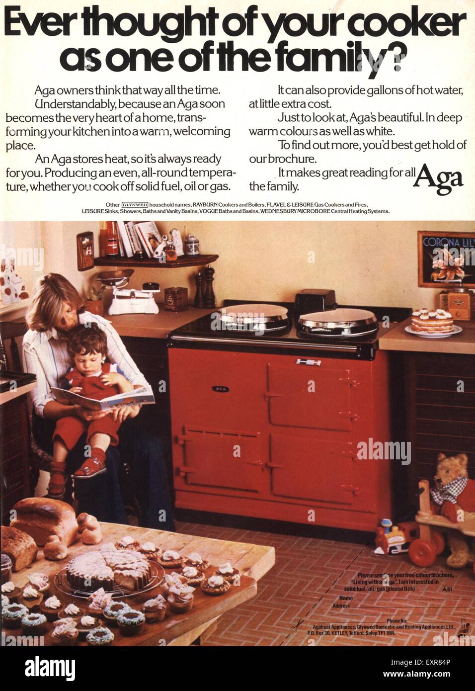 1970er Jahre UK Aga Magazin Anzeige Stockfoto