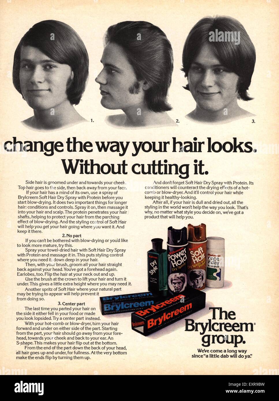 1970er Jahren USA Brylcreem Magazin Anzeige Stockfoto