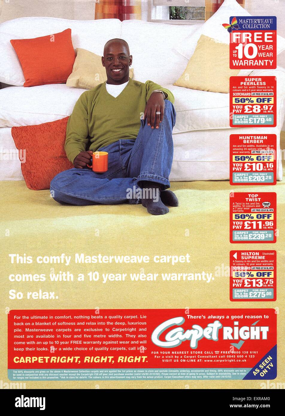 2000er Jahre UK Teppiche richtig Magazin Anzeige Stockfoto