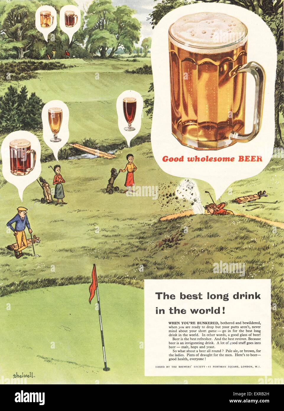 1950er Jahre UK Bier Magazin Anzeige Stockfoto