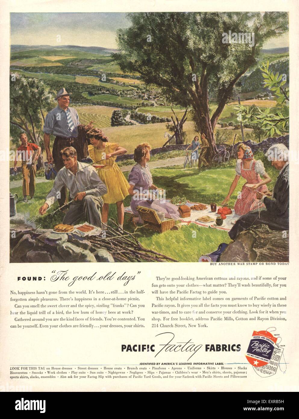 1940er Jahren USA Pazifik Stoffe Magazin Anzeige Stockfoto