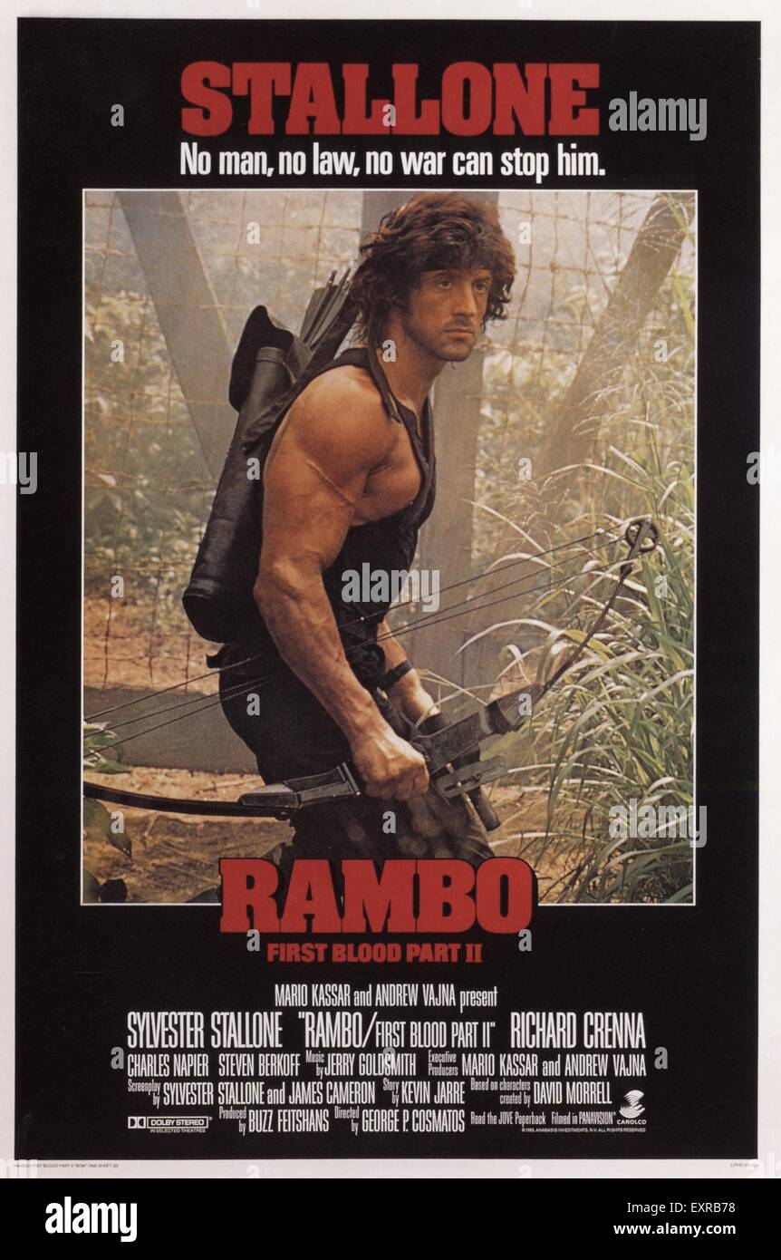 1980er Jahre USA Rambo First Blood Part zwei Filmposter Stockfoto