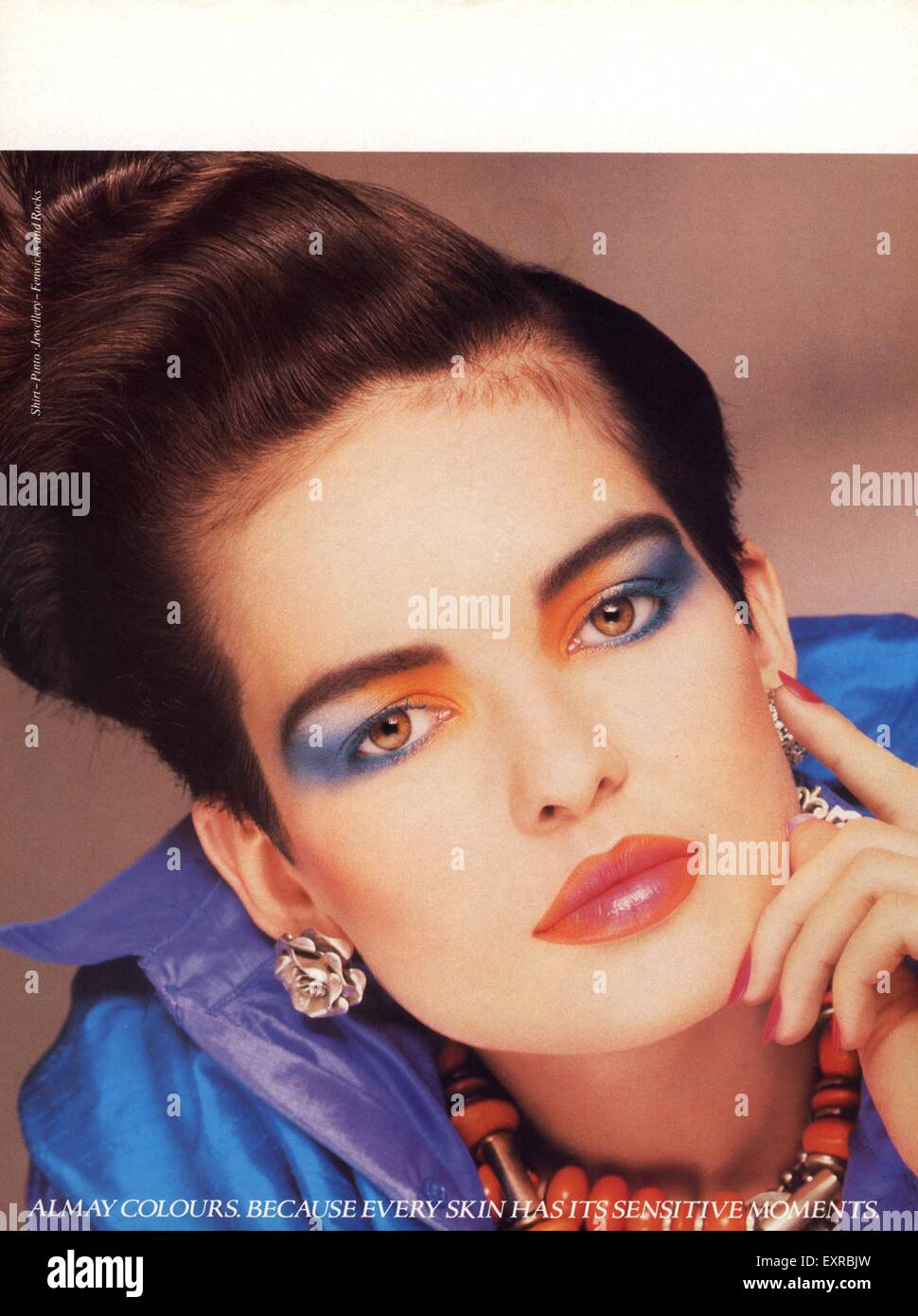 1980er Jahre UK Almay Magazin Anzeige Stockfoto